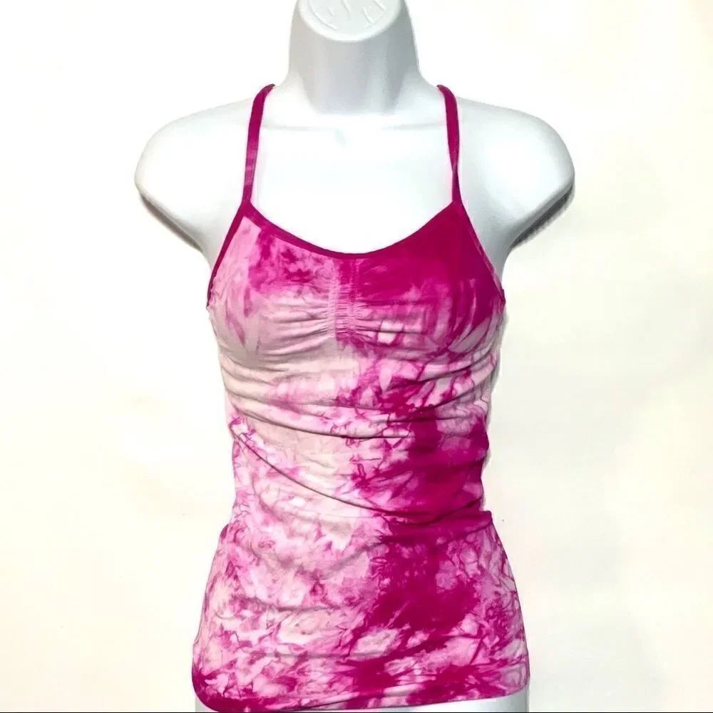 Athleta tie dye razor back tank top XS pink work out gear